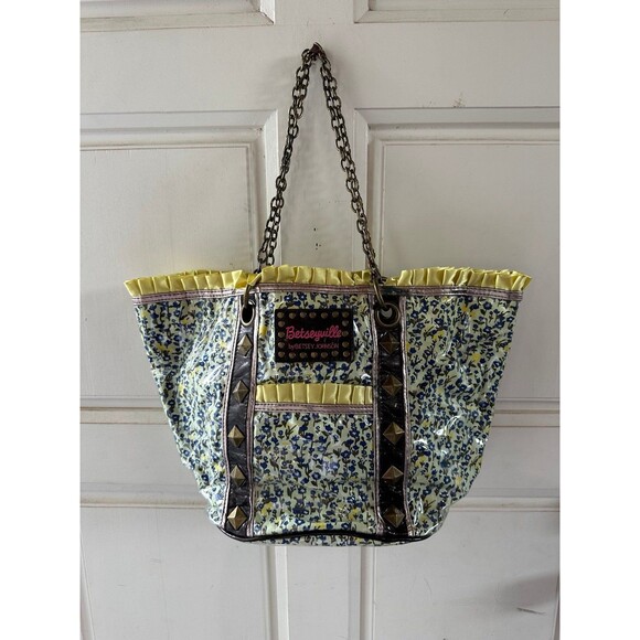 Betsey Johnson Handbags - Betseyville Betsey Johnson Floral Studded Chain Strap Laminated Bucket Bag